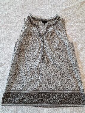 Talbots Brown and White Floral Top